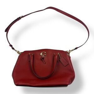 Coach Red Pebbled Leather Satchel Crossbody Purse A2331-1317 Vintage Style
